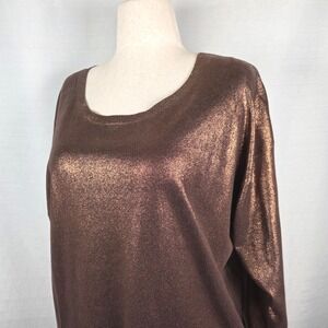 Lauren‎ Ralph Lauren Bronze Metallic Knit Sweater Women's 2X Lightweight Tunic